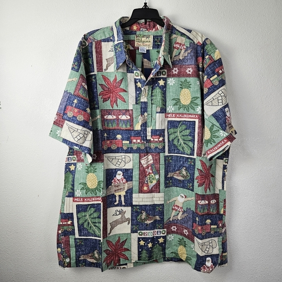 Reyn Spooner Mele Kalikimaka Christmas Hawaiian shirt 3XL Santa 2001 - Picture 1 of 6